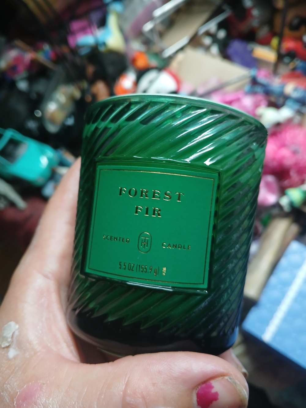 green ribbed glass Threshold Forest Fir Scented Candle